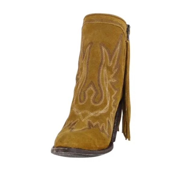 Old Gringo Tan Heeled Boots with Fringe - Picture 9 of 11